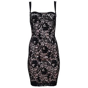 Dolce & Gabbana S/S 1997 Black Lace Mini Dress with a Nude Underlay